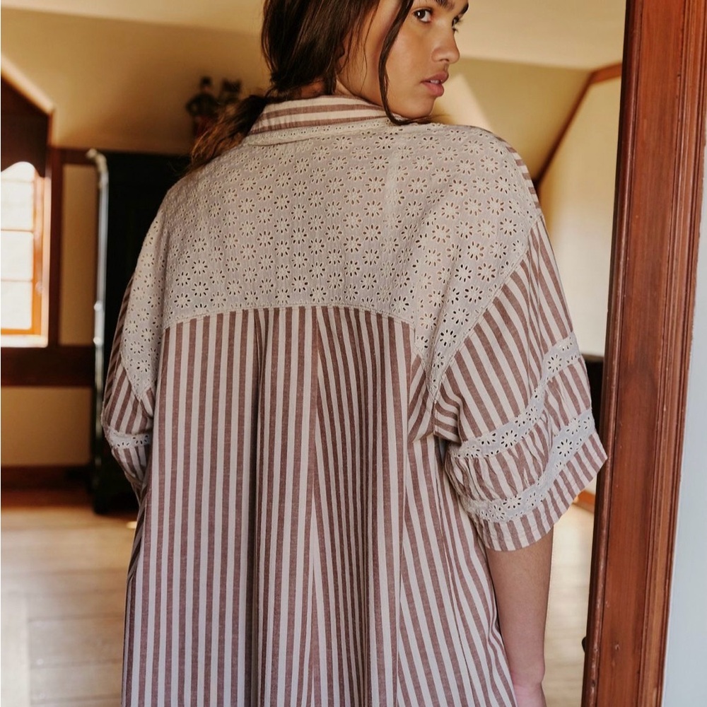 Free People Clear Skies Button Up Blouse-Striped - Picture 2 of 5